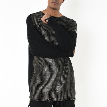 Bronze Metallic Coated Wool Blend Sweater