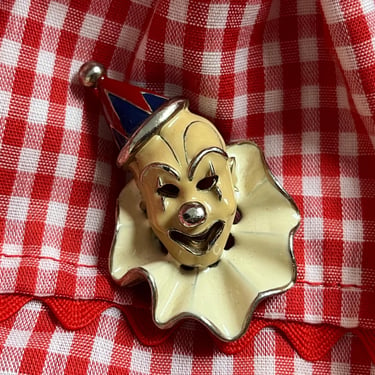 vintage creepy clown pin 1960s enamel brooch 