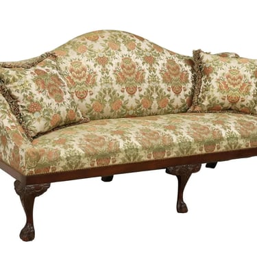 Sofa, George II Style, Mahogany, Camelback, Floral Pattern, Vintage / Antique!!