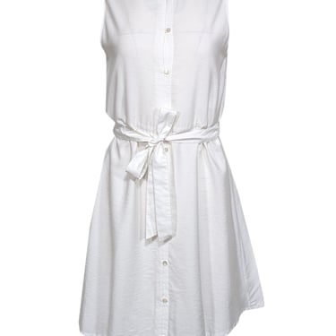 Theory - White Sleeveless Button Down w/ Waist Tie Dress Sz 8