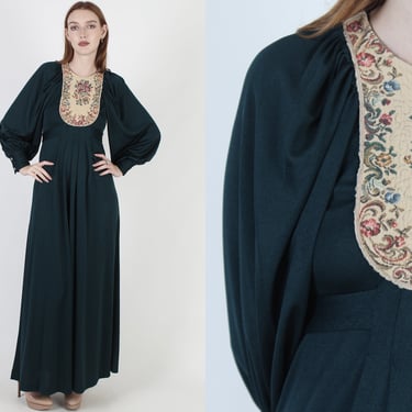 Renaissance Festival Tapestry Dress / Medieval Times Renn Faire Dress / Grecian Fantasy Princess Maxi Dress 