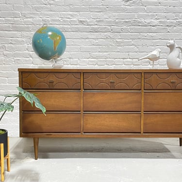 Mid Century MODERN Walnut CREDENZA / Long Dresser by Bassett Furniture Co., c. 1960's 