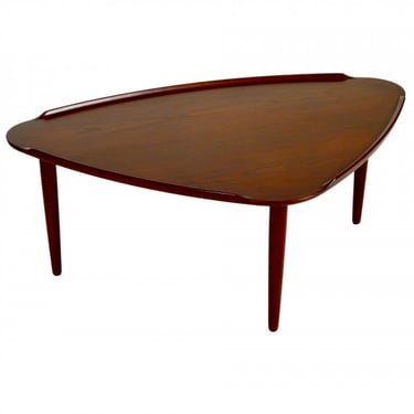 1960s Solid Teak Triangular Coffee Table, Denmark