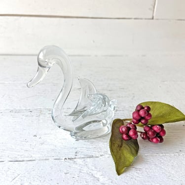 Vintage Glass Swan, Glass Fawn // Glass Water Animals, Swan Lover, Collector // Perfect Gift 