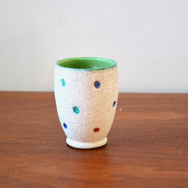 Small Italian Modern Pottery Planter Pot in Texture White with Dots by Bitossi 