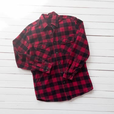 buffalo plaid flannel shirt | 90s vintage grunge red black plaid unisex men's women's heavy flannel button down 