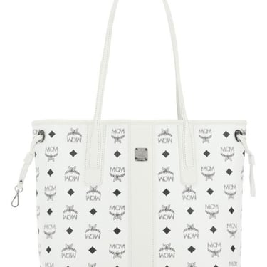 Mcm Woman White Canvas Reversible Liz Shopping Bag