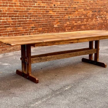Custom Made to Order Reclaimed Wood Farmhouse Trestle Harvest Dining Table 108”x 48” x 30” 