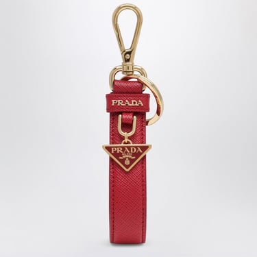 Prada Red/Gold Saffiano Leather Keychain Women