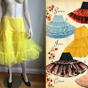 Bartender, I'll Have a Lemon Drop - Vintage 1990s Canary Yellow Two Layer Crinoline Petticoat - S 
