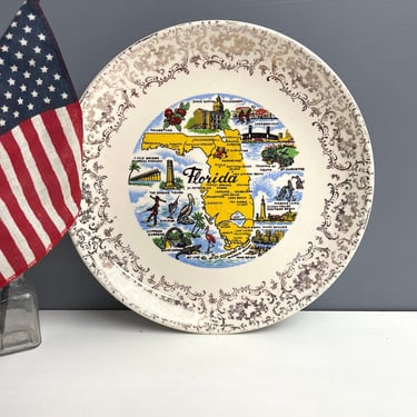 Florida souvenir state plate - 1960s vintage plate wall decor 