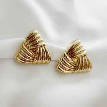 Knox Textured Triangle Knot Studs Earrings Gold Filled