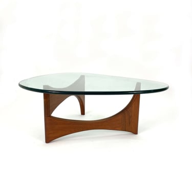 Adrien Pearsall table solid walnut base with glass top