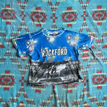 Vintage 90s Rockford Cityscape All Over Graphic T Shirt 