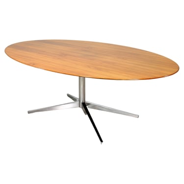Florence Knoll Walnut Oval Dining Table Desk for Knoll International, 1960s 