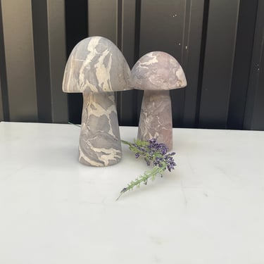 Gray Stone Marble Mushroom Decor