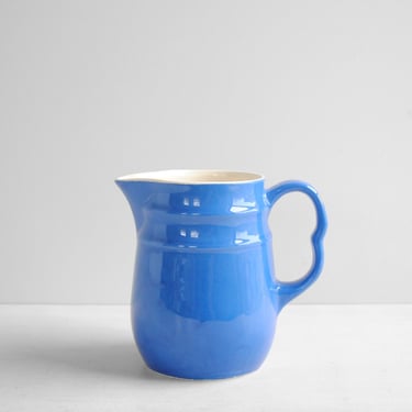 Vintage Blue Ceramic Pitcher, Oxford Stoneware USA Water, Milk or Juice Pitcher Jug 