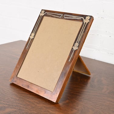 Heintz Smaco Arts & Crafts Sterling Silver on Bronze Picture Frame, 1920s