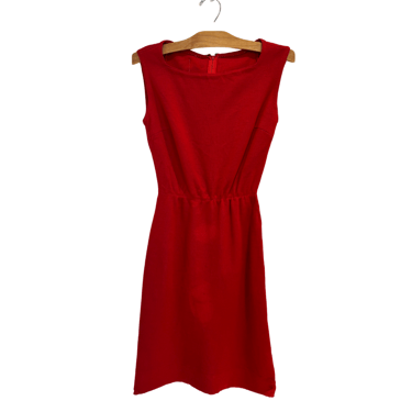 70's Red Sleeveless Sheath Dress