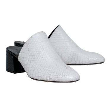 M. Gemi - White &amp; Black Snake Textured Mule Shoes Sz 10