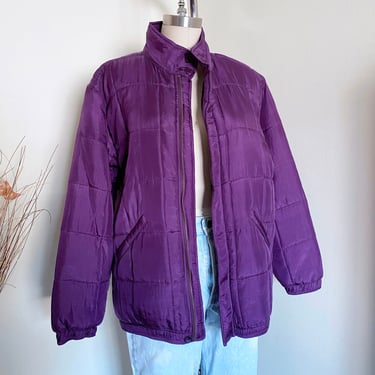 Vintage 90's Vintage Purple Silk Quilted Jacket, Oversized Fit 