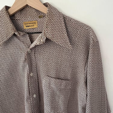 Van Heusen 1940s Peacock Tie Brown Crane Design 11cm Wide