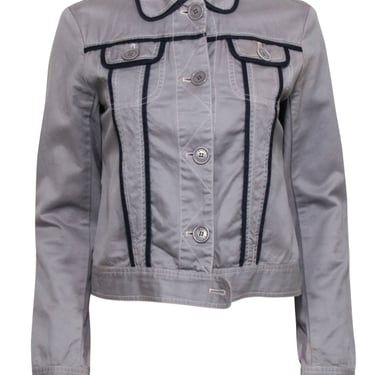 Marc Jacobs - Grey w/ Navy Trim Button Front Jacket Sz M