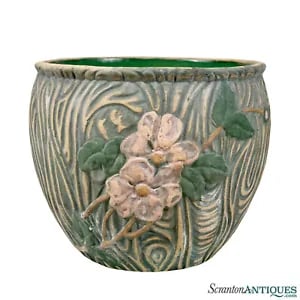 Vintage Art Nouveau Pottery Floral Motif Jardiniere Planter
