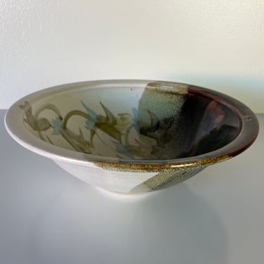 Vintage Hand Painted Abstract Design Pottery Bowl 