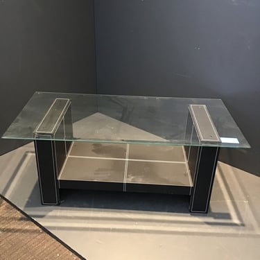 Faux-Leather Wrapped Glass Top Coffee Table (Seattle)