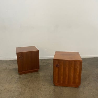 Danish Modern Teak Cube Nightstands- Pair 