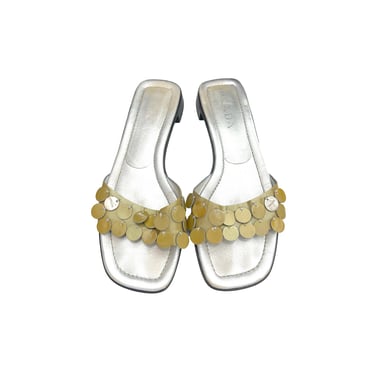 Prada Silver Sequins Sandals-38.5