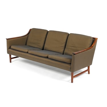 Vintage 1960s Scandinavian Modern Rosewood Sofa in Original Fabric. Danish MCM 