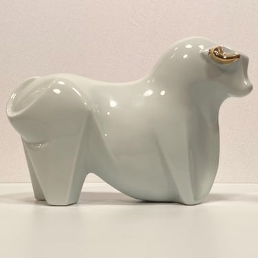 Sanbo Porcelain Abstract Bull Sculpture 