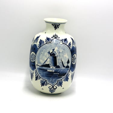 vintage Delft Blue Hand painted Vase made in Holland 