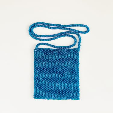 Blue Beaded Crossbody Bag