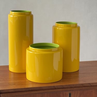 Middle Kingdom Agnes Porcelain Vases in Glossy Yellow Wide