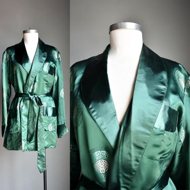 Vintage Green Chinese Robe / Vintage Chinese Silk Robe Jacket / Chinese Jacket Small Medium / Vintage Chinese Robe Size Medium 