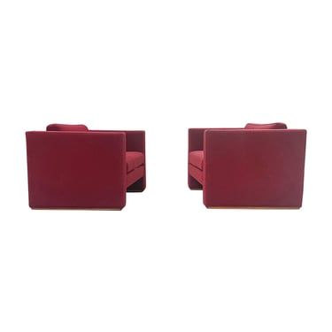 Jack Cartwright Red Cube Club Chairs - a Pair