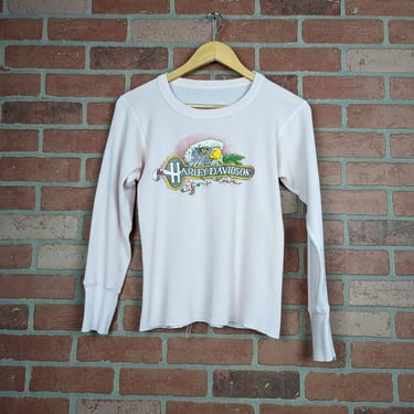 Vintage 80s Ms. Harley Davidson ORIGINAL Thermal Longsleeve Shirt - Small 