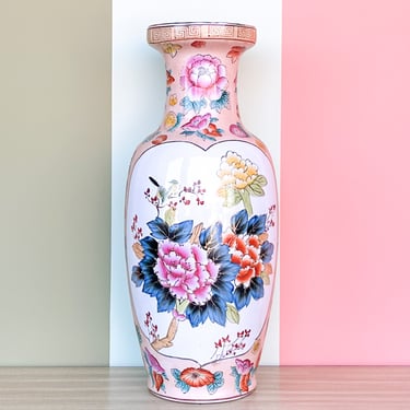 Colorful Large Chinoiserie Vase