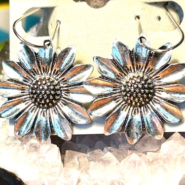 Vintage Sunflower dangle Earrings 90s Fashion Jewelry 1990s Style Flower Child 
