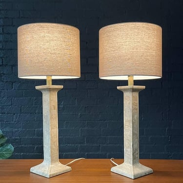 Mid-Century Tessellated Stone Table Lamps Coastal Modern, c.1960’s 