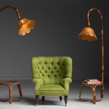 Bamboo Lamps / Wingback Chair