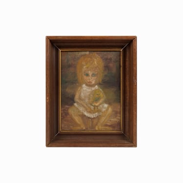 1965 Oil Painting on Board Girl Portrait 