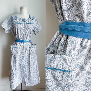 Vintage 1950s Paisley House Dress / M 