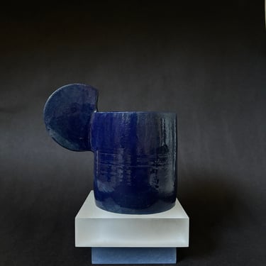 handmade cobalt blue vessel / ceramic mug 