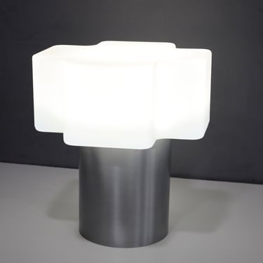 Italian Glass and Aluminum Table Lamp Made in Italy