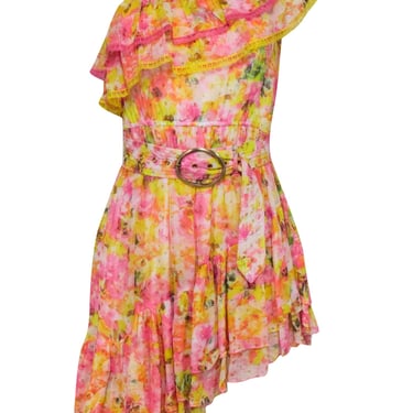 Rococo Sand - Yellow Floral One Shoulder Dress Sz XS