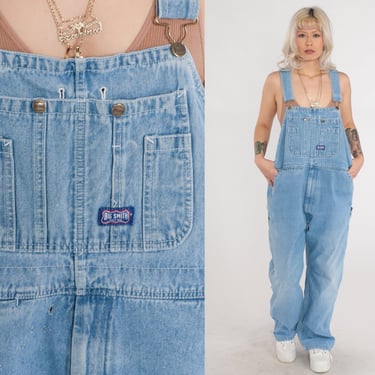 Big Smith Jean Overalls 90s Denim Overall Pants Coveralls Work Wear Baggy Dungarees Bib Boyfriend Vintage 1990s Men's 42 x 32 Extra Large xl 